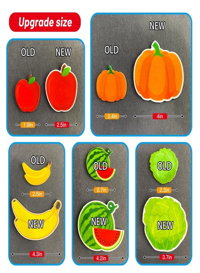 PENGFULL Felt Fruits and Vegetables Learning Pieces,62 Felt Flannel Board Pieces,Learn Common Fruits and Vegetables and Words for Kindergarten,Preschool,Toddlers - Image 4